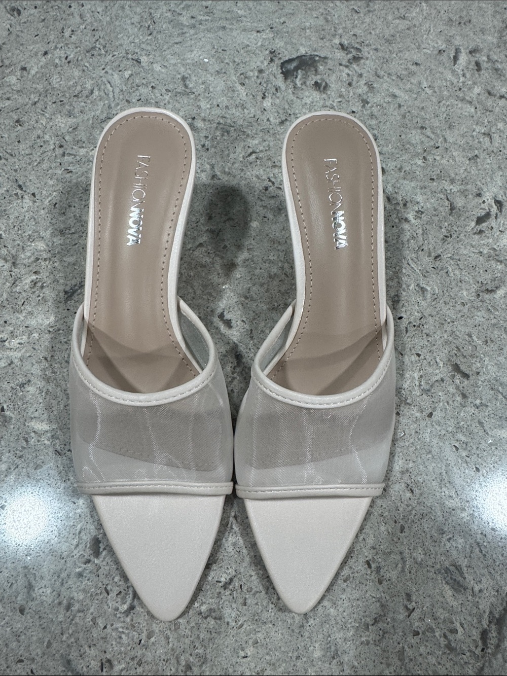 Fashion Nova light pink and sheer women’s heels